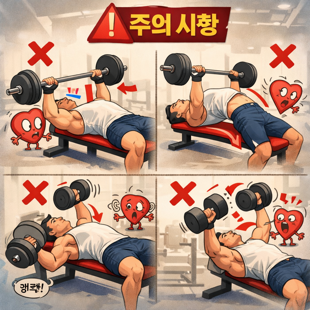 벤치 덤벨 플라이 주의사항