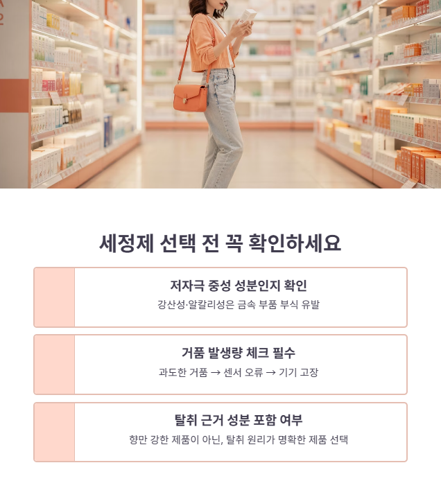 전용 세정제 선택 시 주의사항