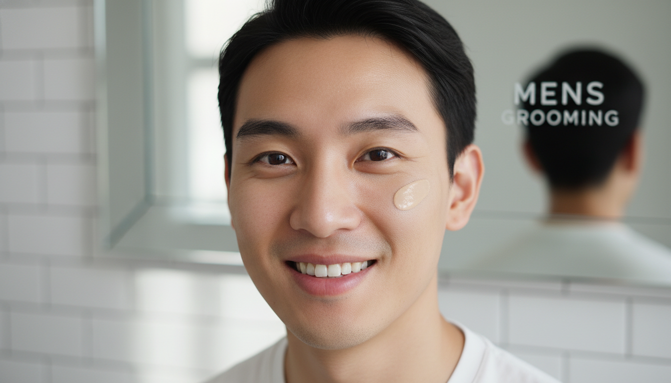 매끄럽고 자연스러운 피부 표현을 보여주는 남자 파운데이션 밀착 컷