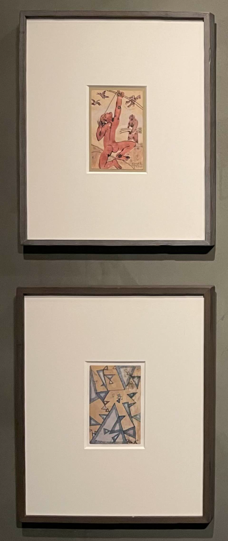 이중섭- 쏘는 남자, 上 (1941, 종이에 잉크와 수채), 우주03, 下 (1941, 종이에 잉크와 수채)