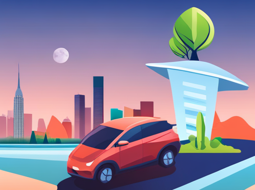 도심 외곽의 자동차, 친환경 테마 이미지