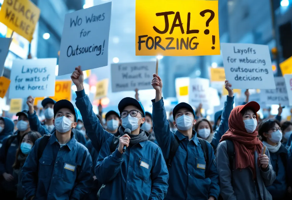 팻말을 들고 시위하는 모습을 담은 장면