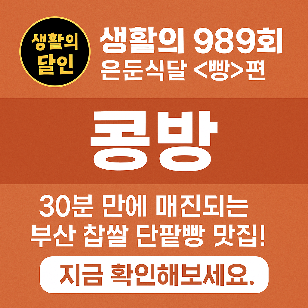 생활의 달인 989회 은둔식달 빵편 부산 금정구 선동 찹쌀 단팥빵 맛집 콩방