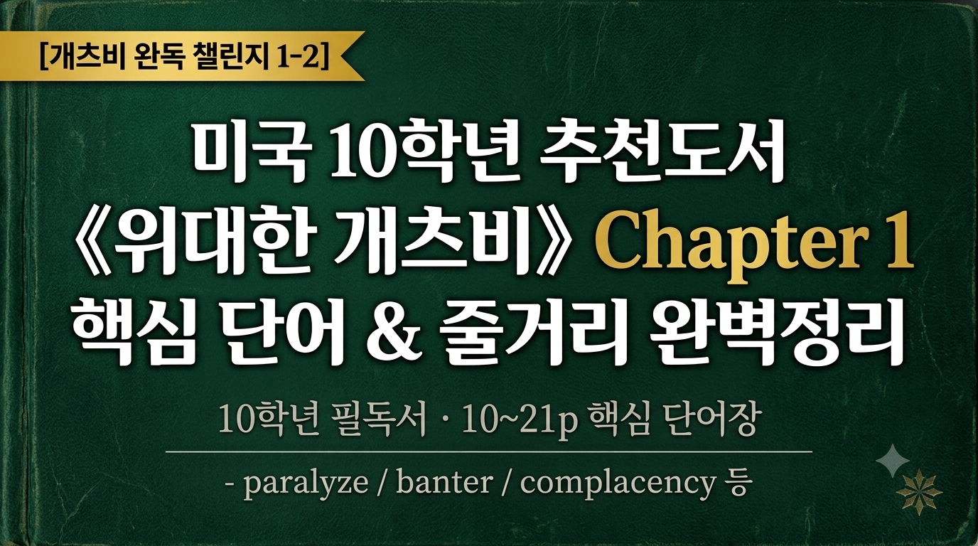미국 고등학교 추천도서 위대한 개츠비 1장(10~21p) 핵심 단어 줄거리 완벽정리 완독 챌린지 1-2편 썸네일