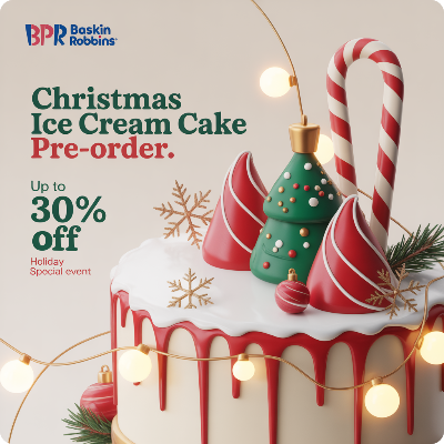배스킨라빈스 크리스마스 아이스크림 케이크 사전예약 이미지