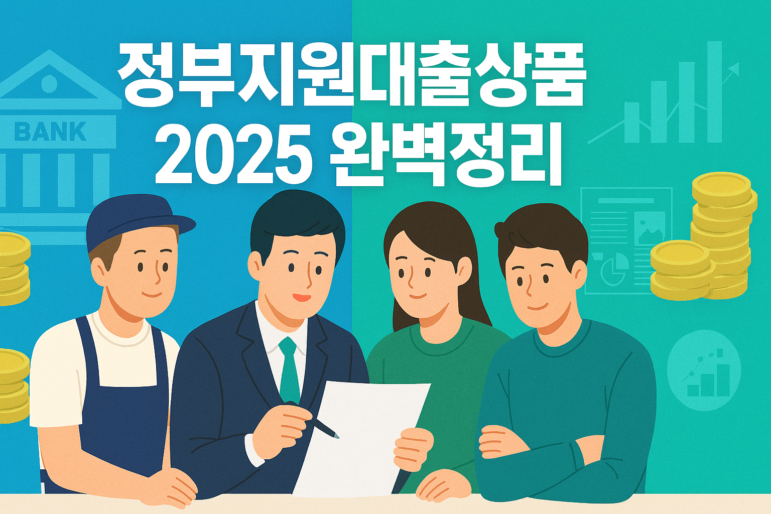 정부지원대출상품 2025 완벽정리 이미지 ❘ 서민금융진흥원, 햇살론, 새희망홀씨, 미소금융, 디딤돌대출 등 정부지원대출 안내