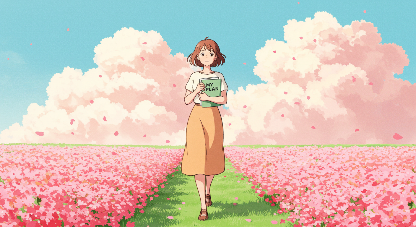 여성전용 암보험 선택 전략을 실행하는 여성 일러스트