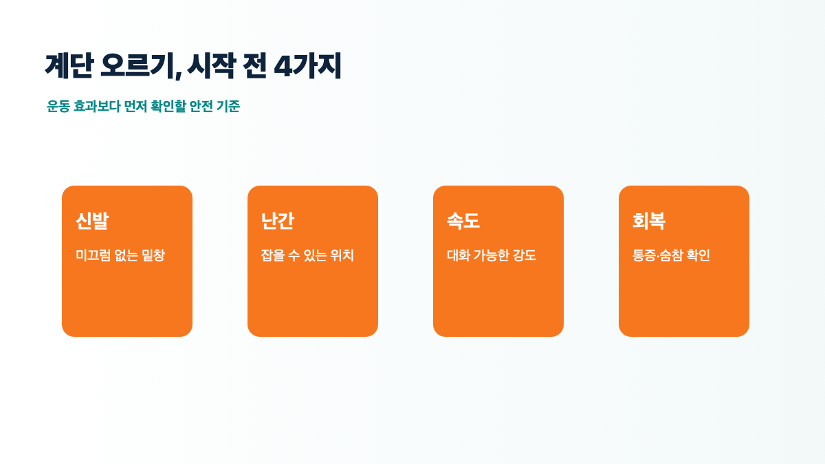 2026 계단 오르기 운동 방법|무릎 부담 줄이는 자세·안전 기준과 기록법 본문 정보 이미지 2