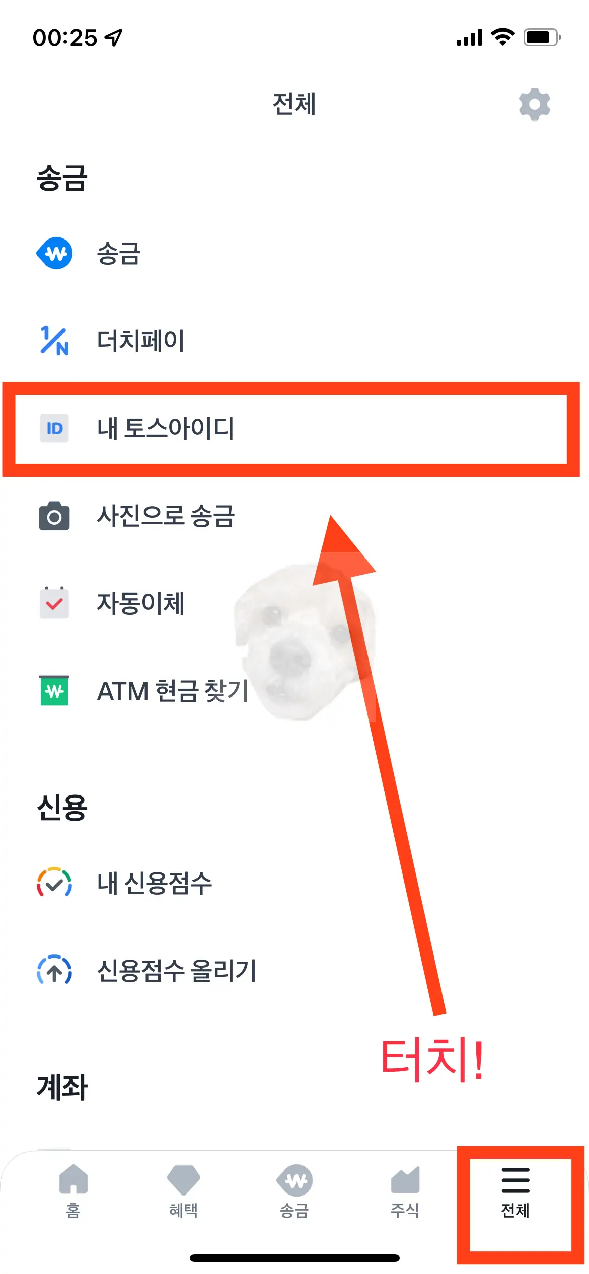 내 토스아이디 터치