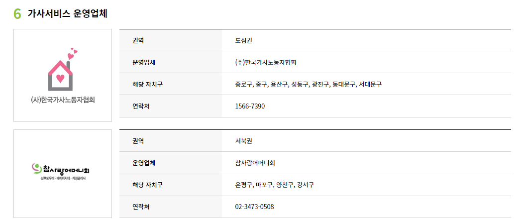 가사서비스 운영업체