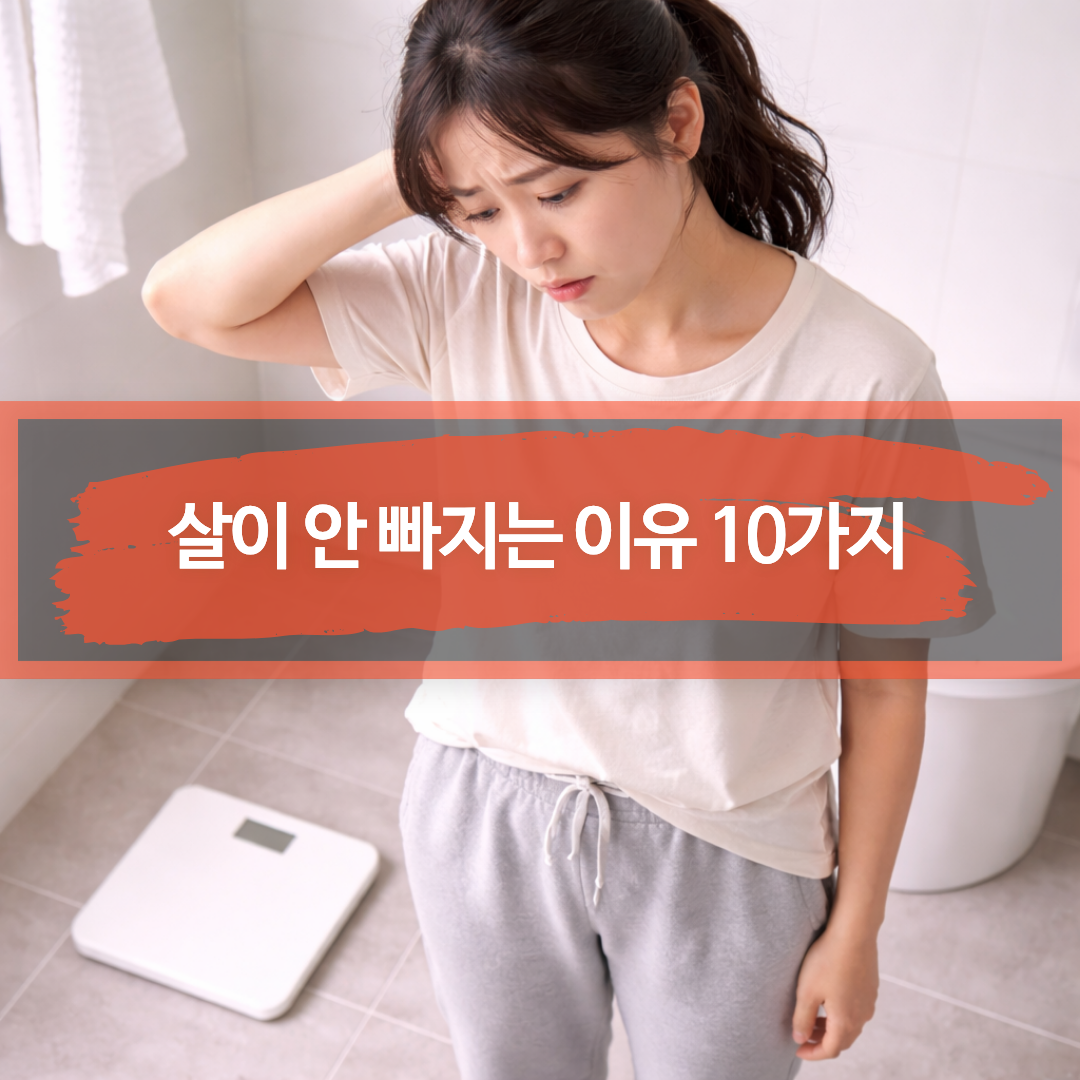 다이어트 정체기로 체중 변화를 보고 고민하는 모습을 표현한 이미지