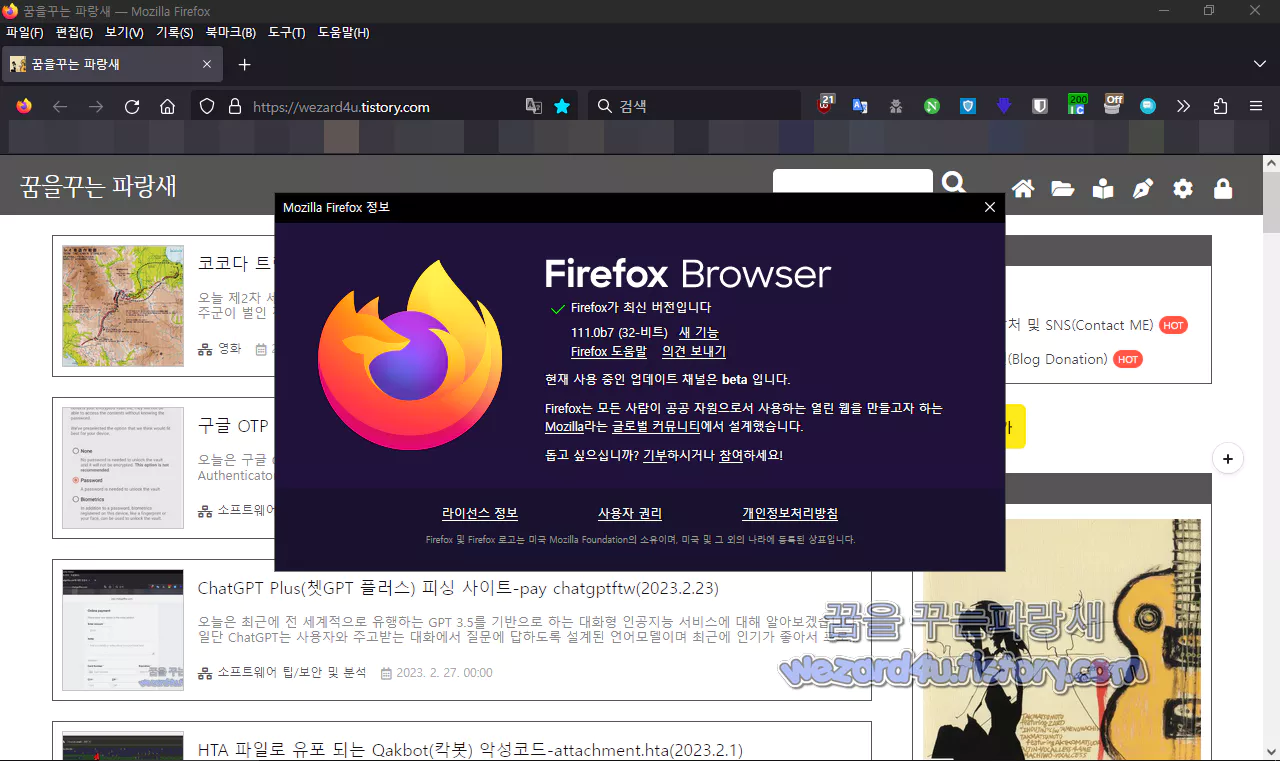 파이어폭스 110.0.1 보안 업데이트
