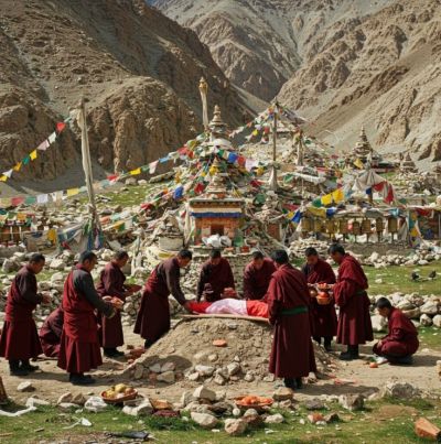 티베트 전통 장례 문화 사진