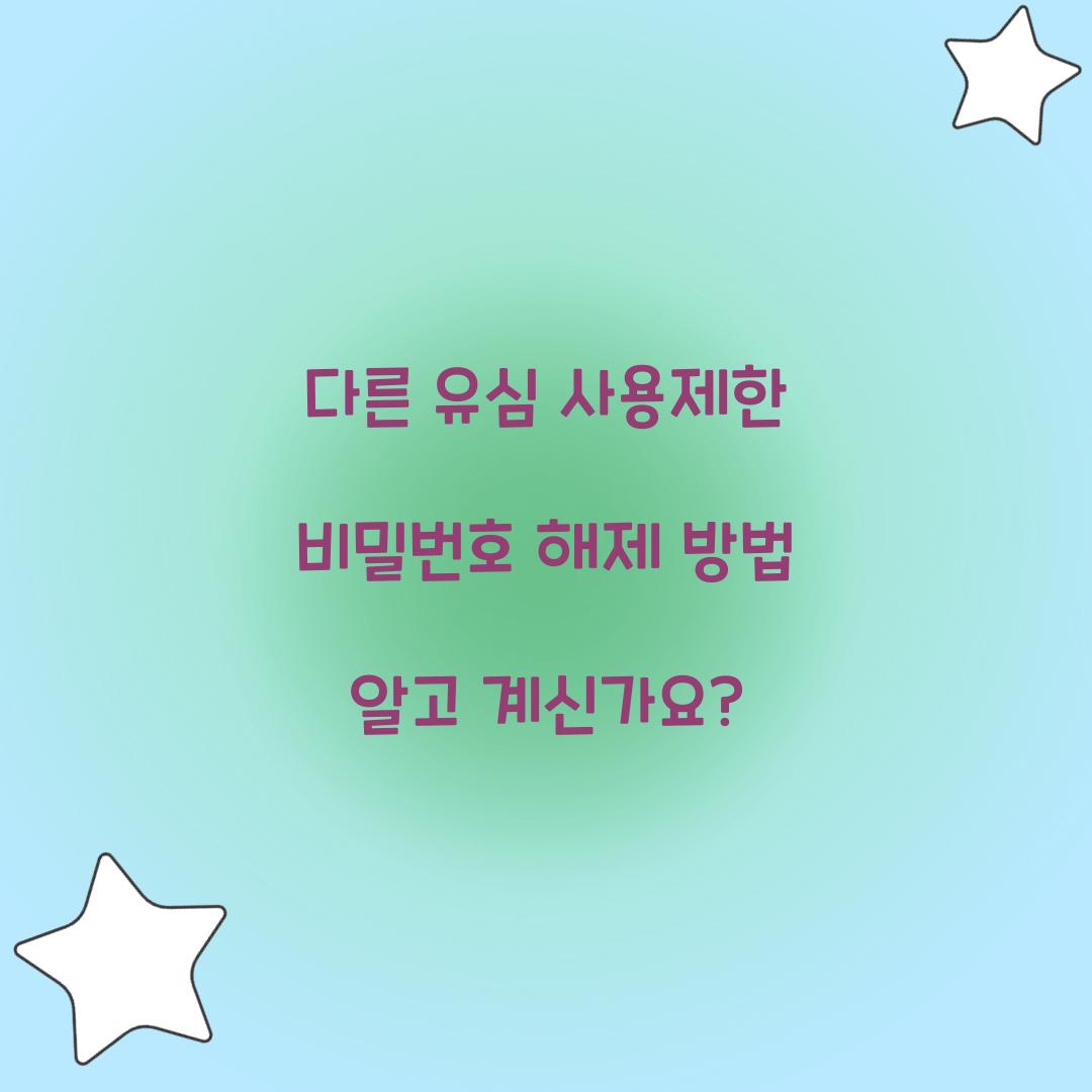 다른 유심 사용제한 비밀번호