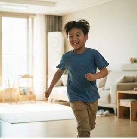 아이가 몸을 움직이며 신나게 뛰어노는 모습
