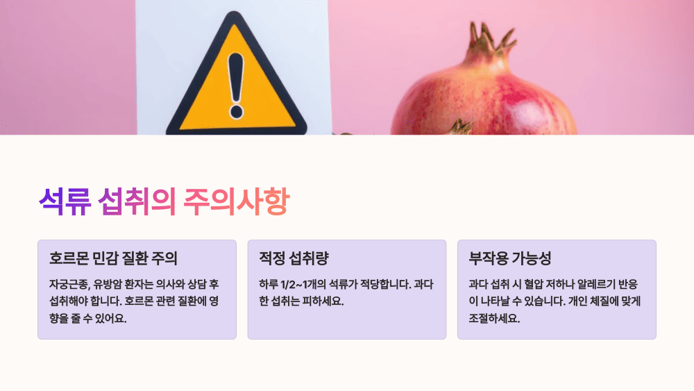 석류 섭취의 주의사항