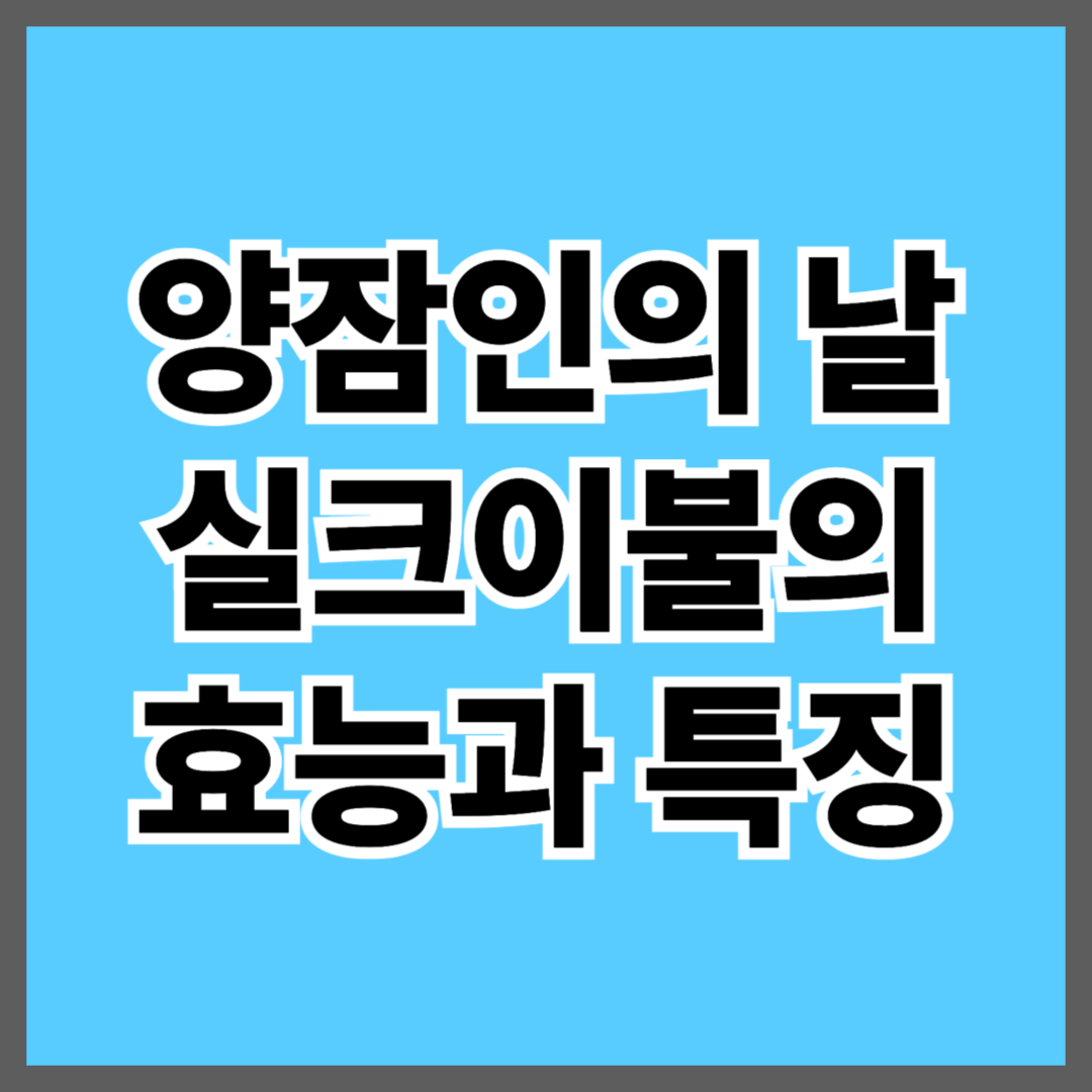 양잠인의 날 실크이불의 효능과 특징