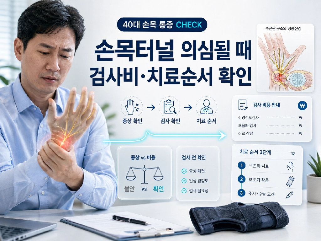 40대 손목터널증후군 의심될 때 검사비와 치료 순서 확인표