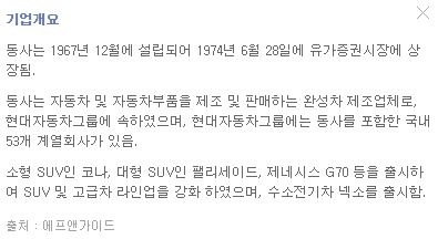 현대차우 주가