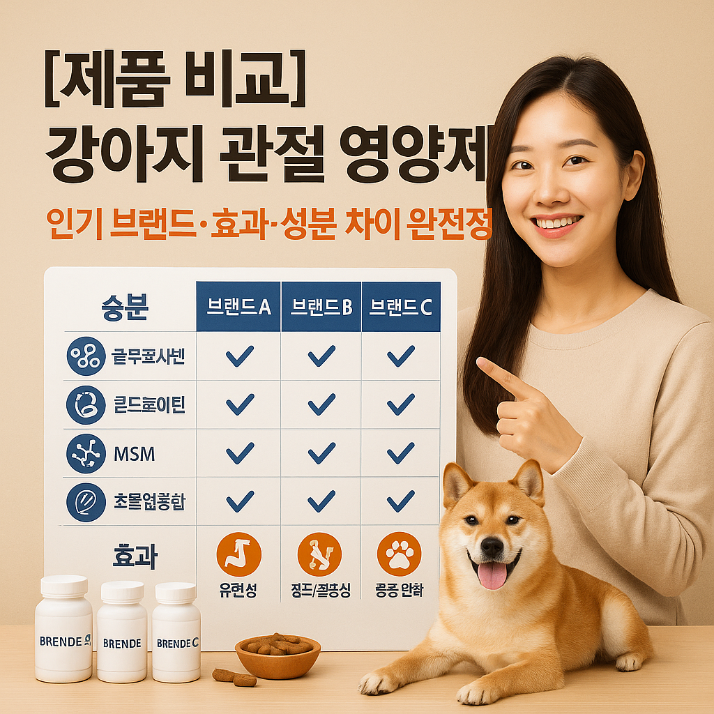 [제품 비교] 강아지 관절 영양제 ｜ 인기 브랜드&middot;효과&middot;성분 차이 완전정리