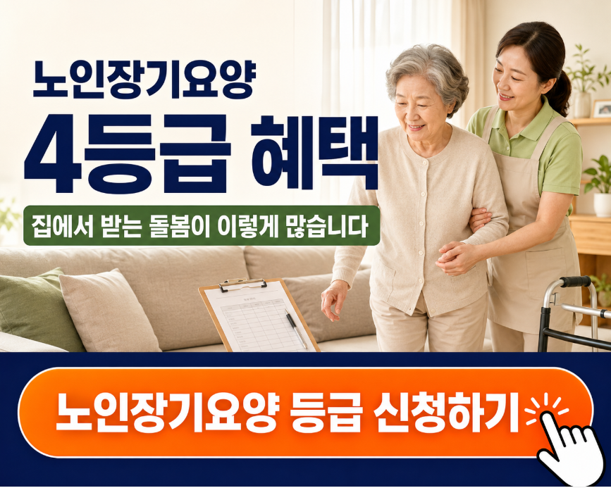 노인장기요양 등급 4등급 혜택｜집에서 받을 수 있는 돌봄이 이렇게 많습니다
