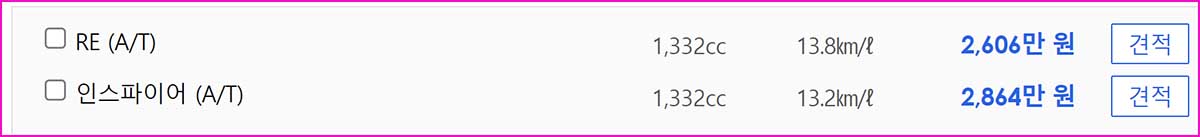 2024년형 XM3 가솔린 터보 1.3 가격