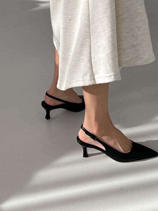 6 심플 데일리 스틸레토 슬링백 미들힐 펌프스 구두 8165 ud