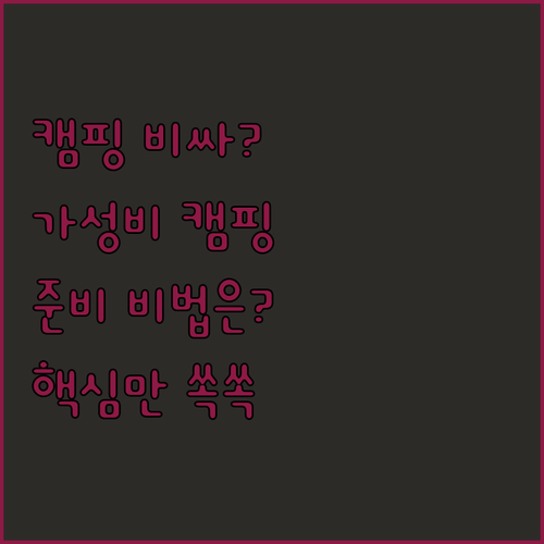 캠핑, 비싸다? 가성비 갑 캠핑 준비