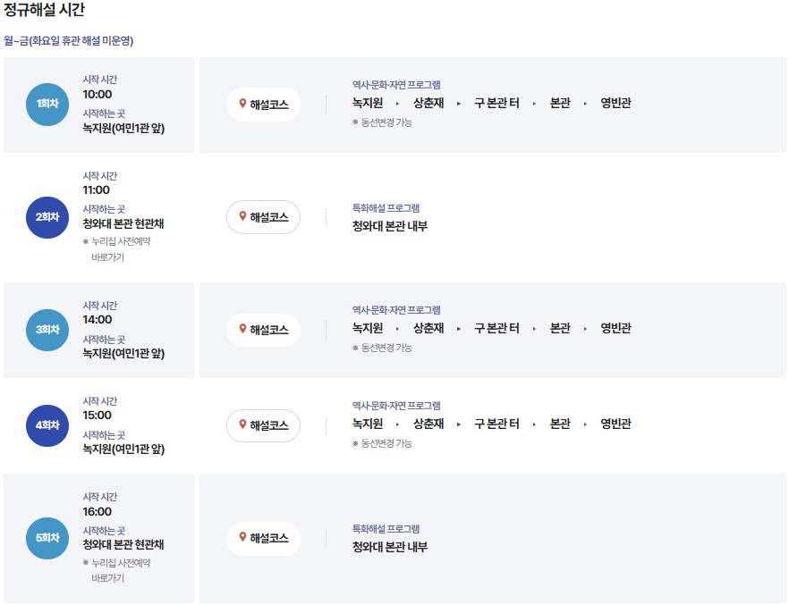 청와대 개방 예약