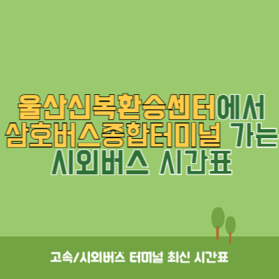 울산신복환승센터에서 삼호버스종합터미널 가는 시외버스 시간표 최신정보