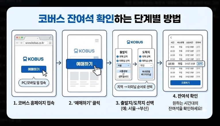 고속버스 잔여석 조회(방법, 코버스)(실시간 + 수수료)