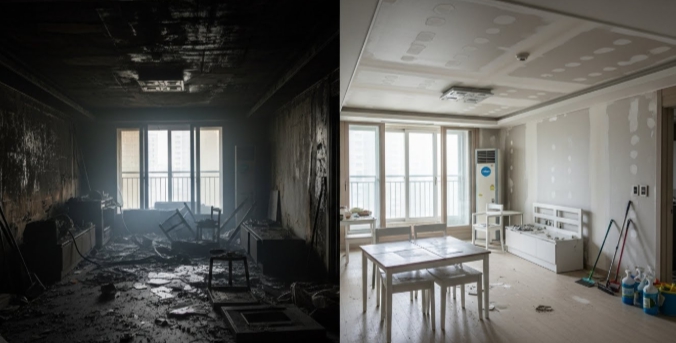 고령 화재청소 전후