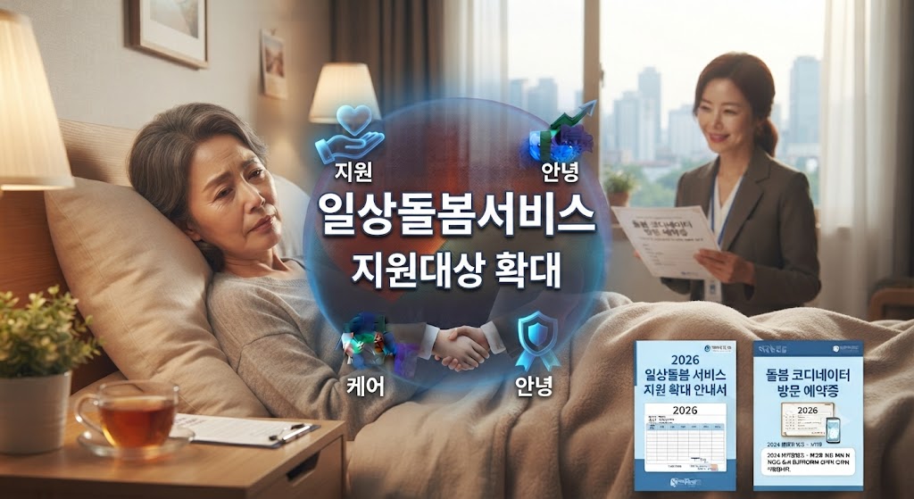 혼자 사는 중년이 재가돌봄 서비스를 이용하는 모습