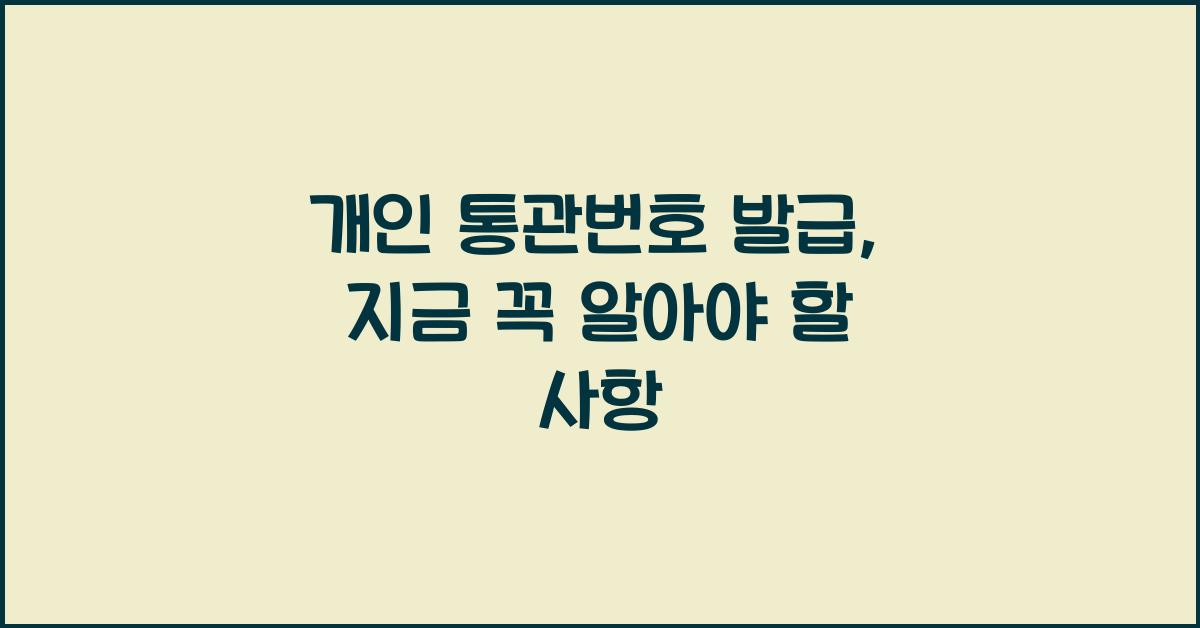개인 통관번호 발급