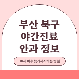 부산 북구 야간진료 안과 병원 (18시 이후 늦게까지하는 병원)