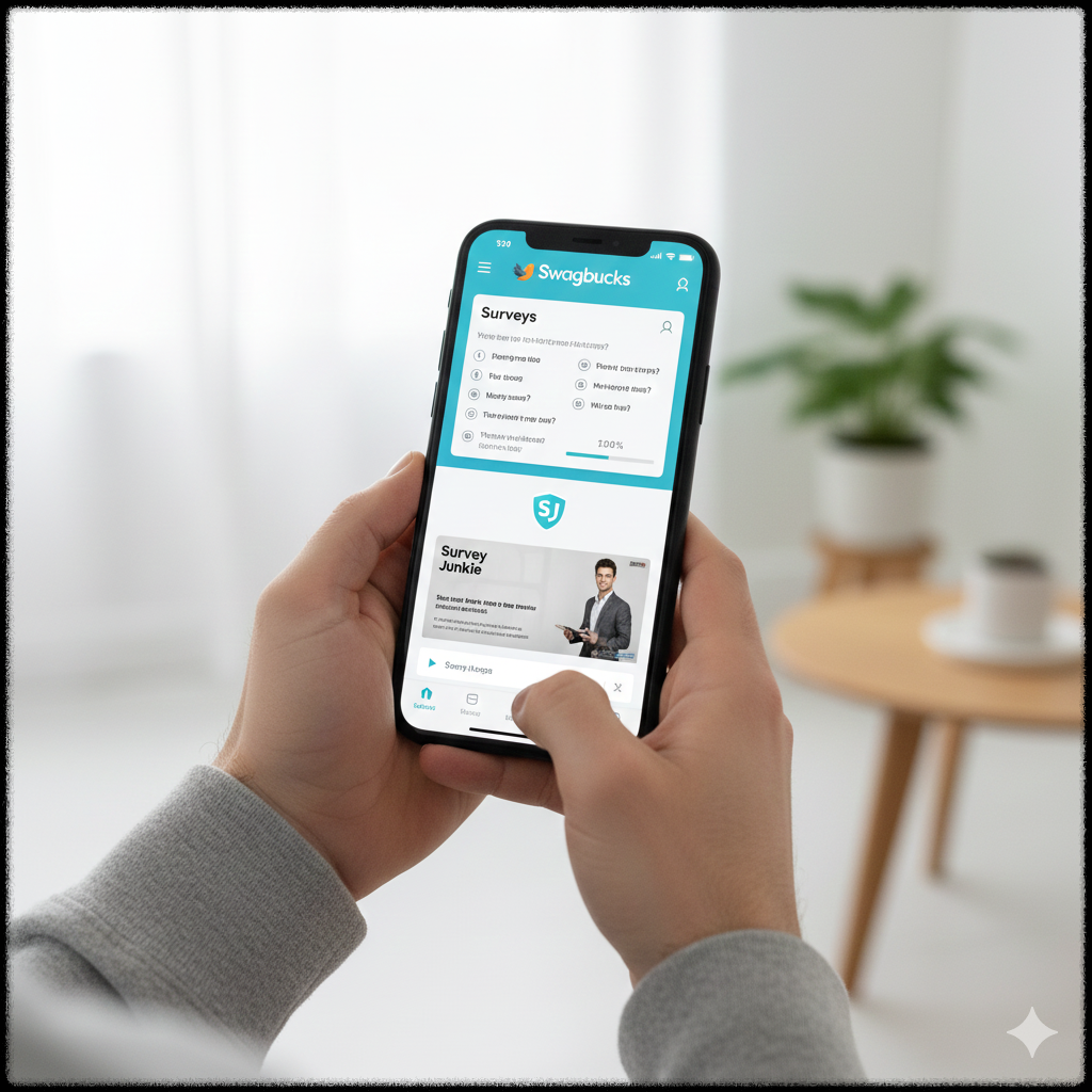 설문 조사와 광고 시청으로 리워드를 받는 앱테크 화면
