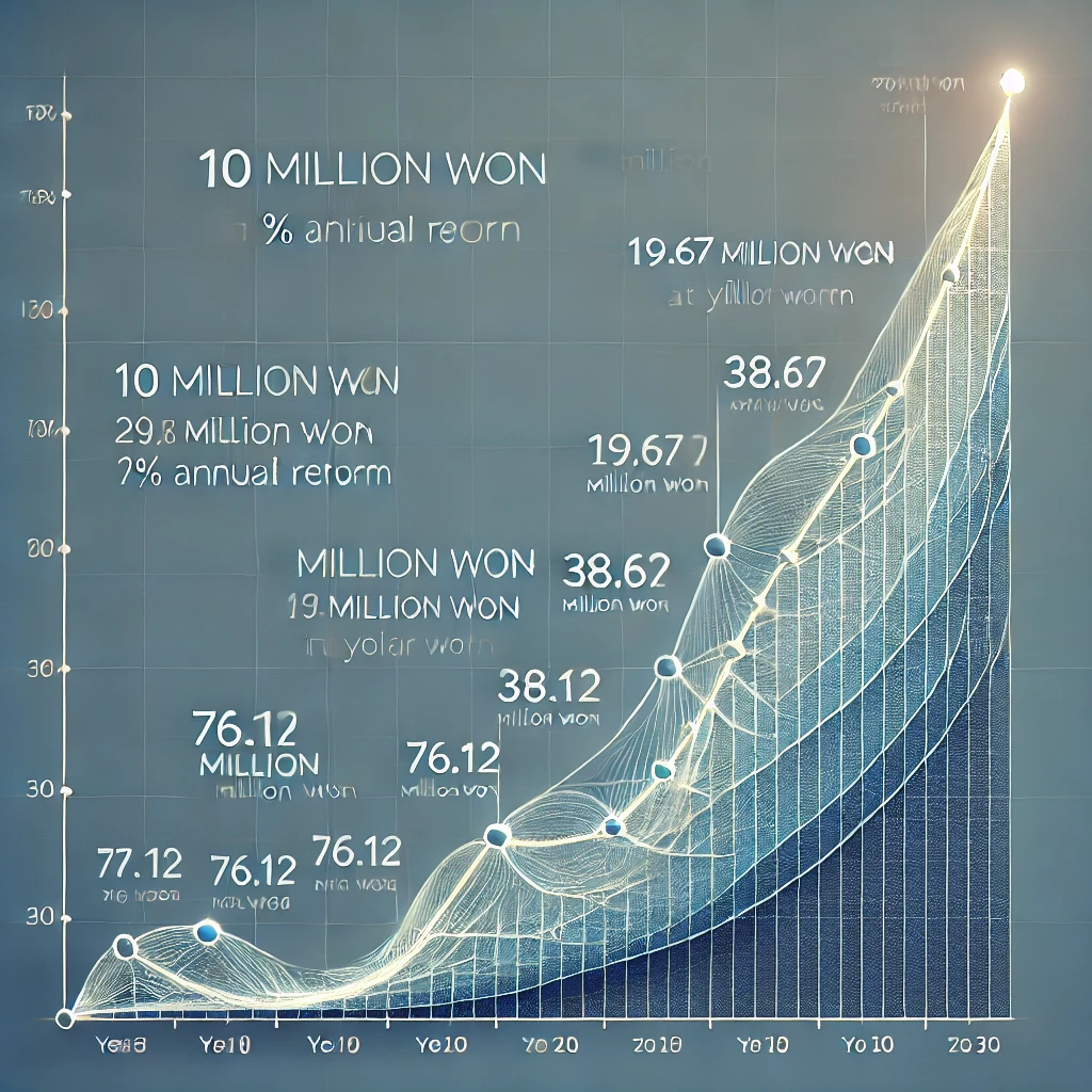 복리 성장을 시각적으로 표현한 그래프