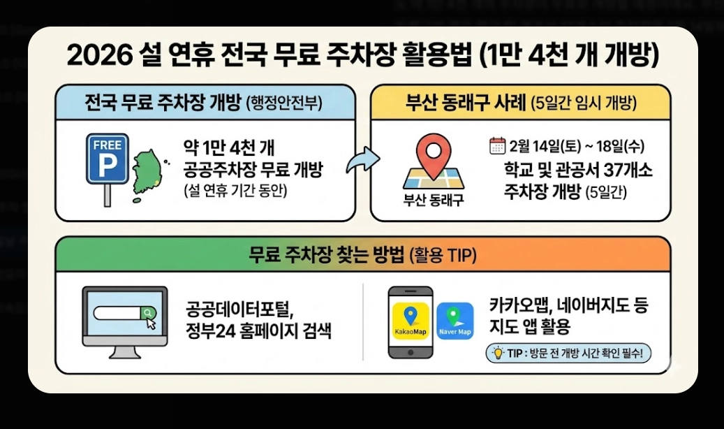 설날 주차 팁(2026 설 연휴, 전국 무료 주차장, 고속도로)(+ 전기차 충전)