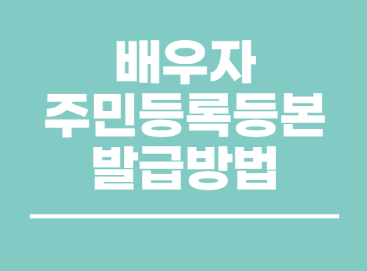 배우자 주민등록등본 발급 방법