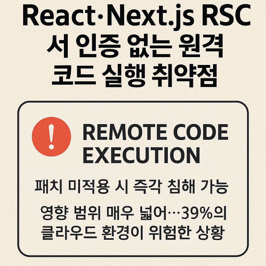React·Next.js RSC서 인증 없는 원격 코드 실행 취약점