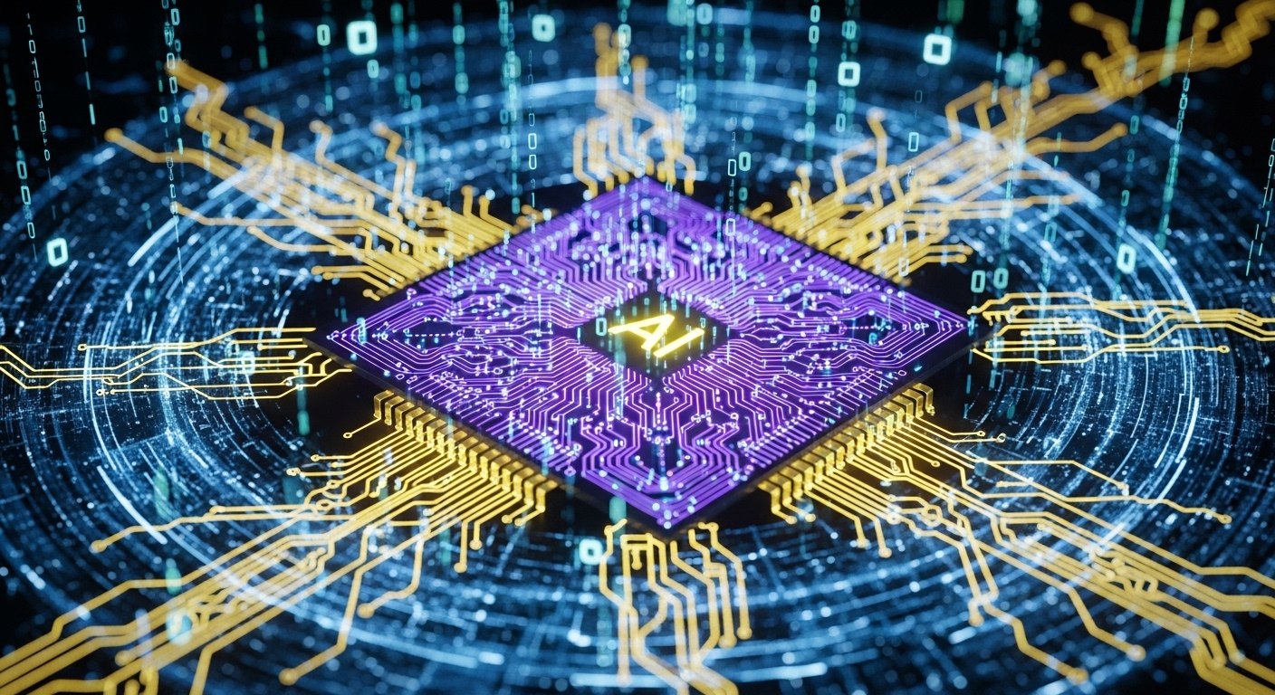 엔비디아 블랙웰 또는 루빈 AI 칩의 복잡한 내부 구조와 강력한 처리 능력을 보여주는 상세 이미지