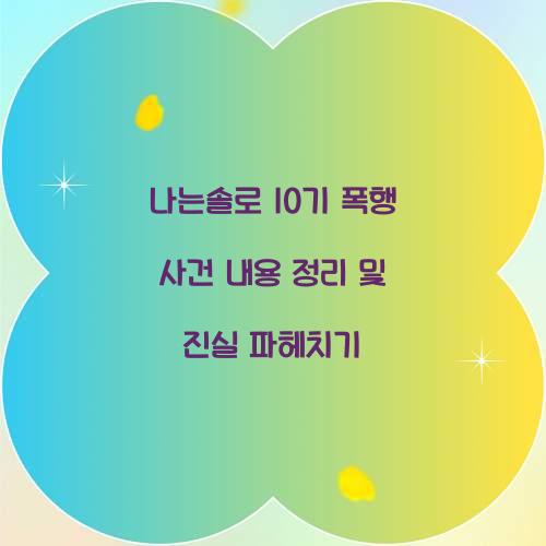 나는솔로 10기 폭행 사건 내용