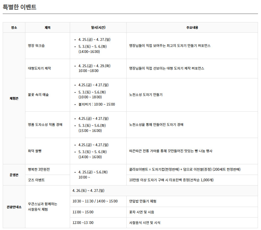 2025 이천도자기 축제 일정 정리