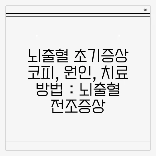뇌출혈 초기증상 코피, 원인, 치료 방법 : 뇌출혈 전조증상