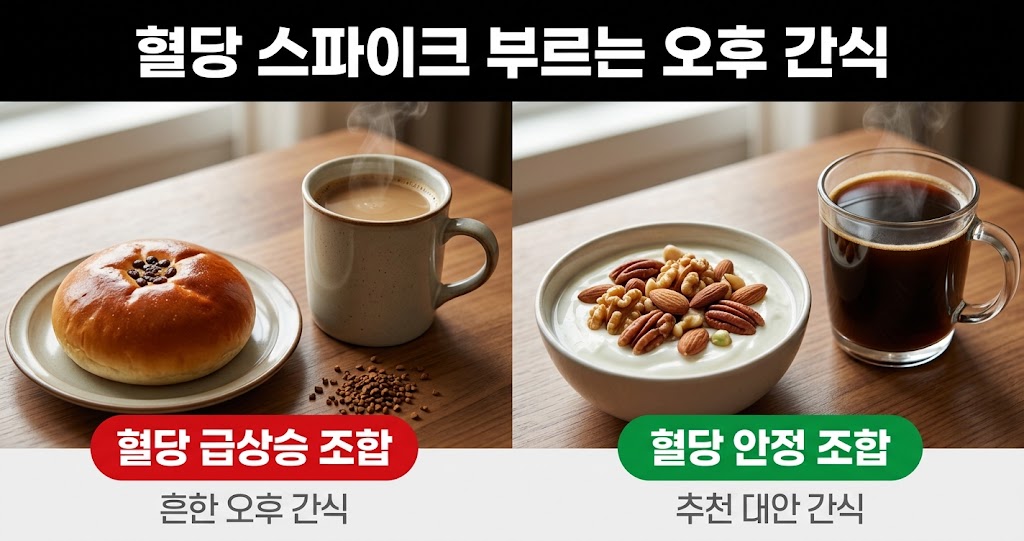 혈당 스파이크 부르는 오후 빵 믹스커피 간식 조합과 대안