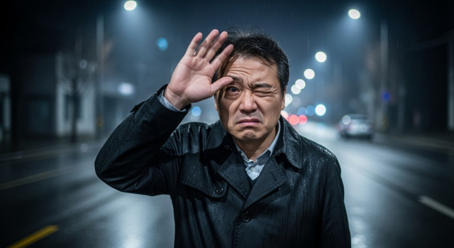 어두운 곳에서 시야가 흐려지는 장면