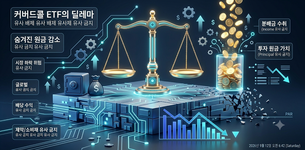 1만 원 공모가를 밑돌아 9,945원으로 깎여나간 주가 차트와 매월 쏟아지는 황금 동전 뒤로 서서히 줄어드는 원금 모래시계를 시각화한 금융 그래픽