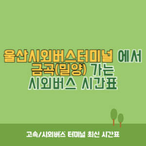 울산시외버스터미널에서 금곡(밀양) 가는 시외버스 시간표 최신정보