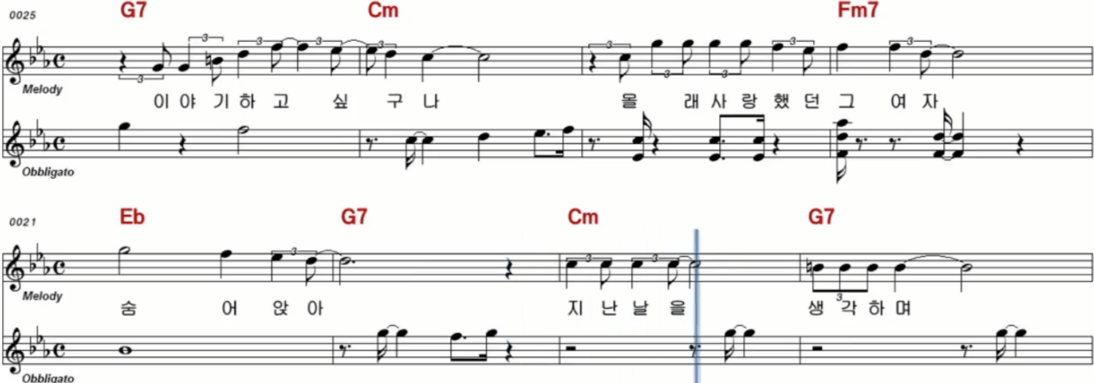 김지애 몰래한 사랑 악보