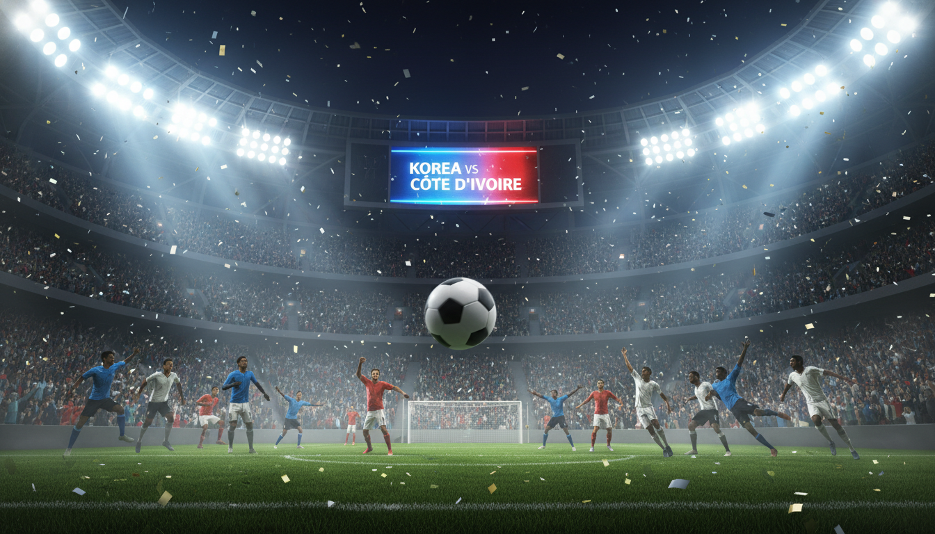 2026년 한국 대 코트디부아르 국가대표 축구 평가전 매치데이 일러스트